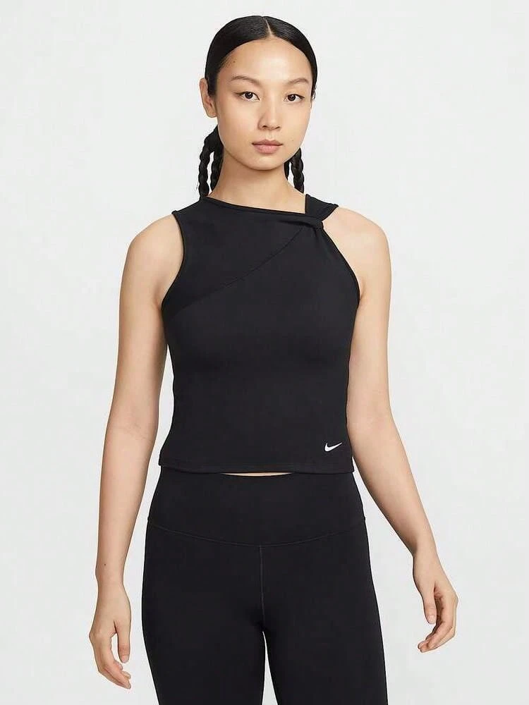 Nike 耐克女款 AS W NK ONE DF TANK CPSL A 无袖背心,夏季新款跑步健身户外休闲时尚不对称肩背心 IB9163-010 - 黑色 - 查看 1