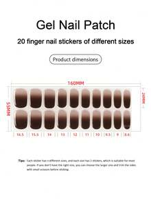 20 pièces Bandes d'ongles en gel semi-durcies, qualité salon longue durée, faciles à appliquer et à retirer, autocollants pour ongles en gel avec lumière UV - Acajou - Voir 4