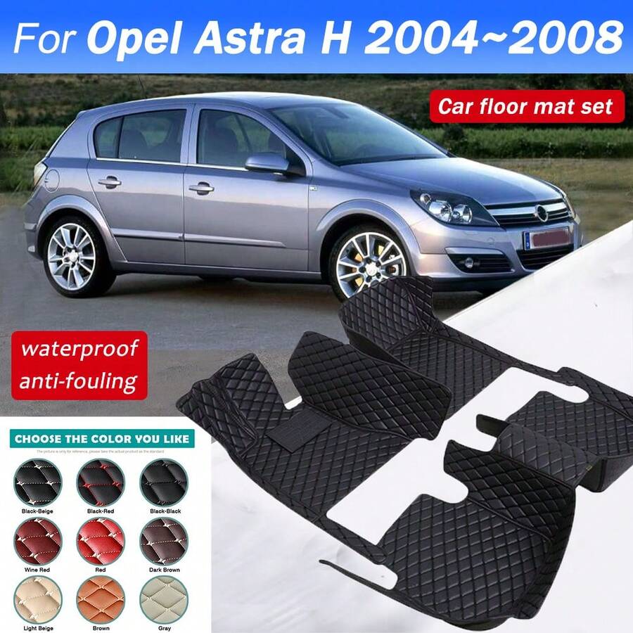 Luxury PU Leather Car Floor Mat Set, Fully Covered, Diamond Stitched Design, Suitable For Opel Astra H From 2004 To 2008, Left-Hand Drive, Blue And Black Options, Waterproof, Stain Resistant And Durable, Better Protecting Your Car - Multicolor - View 1