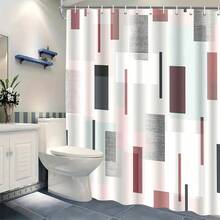 1 pieza Cortina de ducha con un patrón geométrico abstracto, incluye 12 ganchos, 180 x 180 cm, perfecta para la decoración del baño, garantiza la privacidad en la ducha y es lavable a máquina. - Multicolor - Ver 2