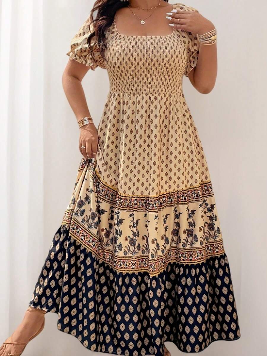 Plus Size - Plus Size - Women's Dress With Fitted Waist - Pale Yellow - View 1