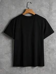 Unique Garment, Smile Letter Small Flower Series, Family Clothing, Matching Series For Sisters, Women's Summer Casual Sports Style Top, Retro Print Style, Short Sleeve Round Neck T-Shirt, Available In Various Colors. - 黑色 - 查看 2
