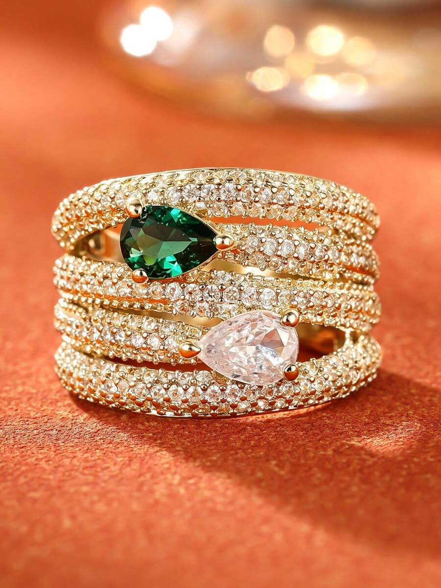 1pc Exquisite Cubic Zirconia Ring, Suitable For Women, Can Be Worn For Weddings, Engagements, Valentine's Day, Parties, An Ideal Gift Choice - 3# - View 1