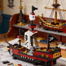 780pcs Pirate Assault Ship Building Blocks Model, Immersive Scene Reconstruction, Classic Pirate Elements, Improve Hands-On Ability And Spatial Thinking, Holiday Gift, Exclusive Gift For Sailing Enthusiasts - Multicolor - View 3