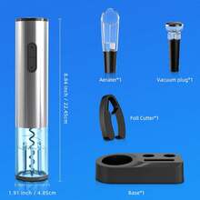 6-In-1 Wine Opener Electric Rechargeable Automatic Corkscrew Bottle Opener Set With Vacuum Stopper, Aerator Pourer, Foil Cutter, Display Base & USB Charging Cable,Kitchen Essential,Can Openner,Can Openner Electric,Cocina Accesorios,Kitchen Essentials - Multicolor - View 6