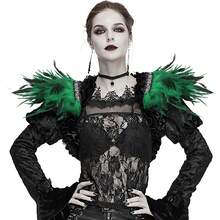 Hombreras de estilo gótico unisex de tamaño mediano con plumas sintéticas negras para fiesta de Navidad roja y carnaval, hechas de fibra de poliéster, perfectas para cosplay - A - Ver 30