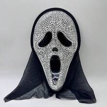 Halloween Horror Scream Mask, Disco Mirror Glitter Mask For Party Costume, Luminous Rhinestone Scream Mask, Dark Party Costume - View 6