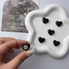 6pcs/12pcs Vintage Black & White Round And Heart Shaped Refrigerator Magnets, Creative Fridge Stickers, Suitable For Kitchen, Room And Office Decor, Cute Office Desk Accessories - Multicolor - View 2