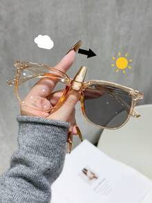 1 Pair Women's Elegant Intellectual Portable Fashion Spring Break Photochromic Glasses, Suitable For Summer Driving, Boating, Camping, Street Photography And Outdoor Outfits, Fashion Accessory, Suitable For All Face Shapes - Multicolor - View 5