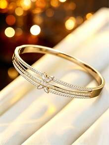 1pc Women's Fashion Bracelet With Criss-Cross V Design, Luxury Elegant Unique Jewelry Accessory - Bracelet - View 3