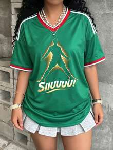 Women's Loose-Fitting T-Shirt, Printed With The Colors Of The Mexican National  And Flag, Perfect For Supporting The National Team. Comfortably Soft For Everyday Wear. 100% Cotton, 220 Gsm. Fashionable Everyday Essentials And Holiday Gifts, Unisex. - 綠色5 - 查看 5