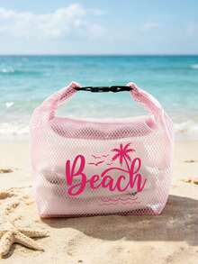 Borsa da spiaggia con stampa di lettere - Borsa portatile per costumi da bagno con separazione asciutto/umido per donne, borsa sportiva impermeabile di grande capacità, adatta per nuoto, bagno, fitness e viaggi; borsa da spiaggia, essenziale per spiaggia e viaggi in crociera, accessorio indispensabile per le vacanze, essenziale per il ritorno a scuola - Multicolore - Visualizzare 6
