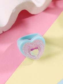 Colorful Embroidered Flower Beaded Button Dopamine Flower Resin Ring, Harajuku Creative Y2K Decorative Ring, Cosplay Ring - Multicolor - View 8
