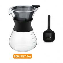 Alat Pembuat Kopi Tuang Kaca Reusable 13,5/20/27oz dengan Filter dan Sendok Takar Stainless Steel, Teko Penyaring Kopi Manual, Tidak Perlu Filter Kertas - MultiWarna - View 9
