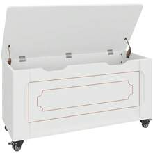 Banco zapatero con almacenaje y ruedas – Madera resistente, tapa con bisagras de  – Soporta hasta 160 kg, diseño moderno – Ideal para recibidor, sala o dormitorio - Blanco - Ver 5