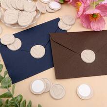 30 PCS Heart Pattern Self-Adhesive Wax Seal Stickers For Gifts Wedding Invitation Envelope Sealing-Beige - Heart-beige - View 3