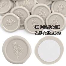 30 PCS Rosemary Pattern Self-Adhesive Wax Seal Stickers For Gifts Wedding Invitation Envelope Sealing-Light Grey - Rosemary-light Grey - View 9