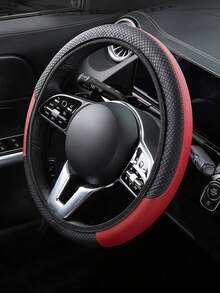 Car Steering Wheel Cover – Bold Color-Block PU Leather With Diamond Stitching, Sporty Two-Tone Design For Men & Women, Breathable Non-Slip Grip, Universal Fit All-Season Protective Steering Wheel,Interior Accessories - A - View 3
