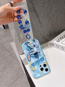 Disney Has Authorized, Phone Case - Chain Set, The Stitch Lilo & Stitch 3D Phone Case Plus A Silicone 3D Stitch Bracelet With Metallic Ring Removable Bracelet, Stitch And Angel Pattern, Compatible With Iphone17/16/15/14/13/12/11/XS/XR/X Plus Pro Max, A Stylish Cartoon Phone Case, The Perfect Gift Choice, Phone Protection, Durable Phone Cover, Great Gift For Friends And Family. - trắng - Xem 3