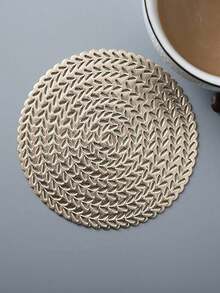 3pcs Gold Coffee Cup Coasters, Embossed Wheat Pattern Table Coasters, Heat-Resistant Kitchen Cup Coasters And Table Mats, Suitable For Home, Solid Color Insulated Coasters, Kitchen, Dining Room, Bedroom, Best Birthday Graduation Gift - Wheat Ears - View 1