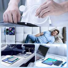 3合1 (磁吸充電 + Type-C + Lightning) 多功能充電線，智慧手錶磁吸充電器，無線充電墊，快速充電 & 高效率數據傳輸線，相容於 系列，17/16/15/14/13/12/11/XS/XR/8/7/6, , - 白色 - 查看 3