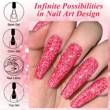 FOUR LILY 1pc Red Fluorescent Reflective Glitter Gel Nail Polish , 10ml Neon Color Sparkle Glitter Dark Flashy Laser Gel Polish For Summer Nails, Semi Permanent Soak Off UV Gel Varnish Manicure Nail Supplies Nail Art DIY For Home And Salon - 紅色 - 查看 5