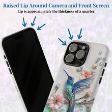 Envio em 24 horas da Alemanha. Capa para celular Apple 17 16e 15 com estampa floral de beija-flor, ideal para amantes de pássaros e com design de flores em tons pastel. 23 24 25 26 - textura fosca - Ver 10