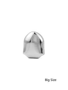 RACHELZ Classic Smooth Surface Large & Small Single Tooth Grillz Hip Hop Shiny Dental Caps Unisex Jewelry Party Gift Christmas - Silver Big - View 7