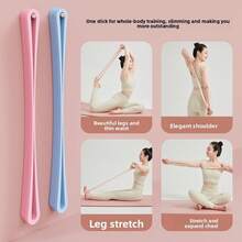 Elastic Yoga Stretching Strap - Portable Indoor/Outdoor Fitness Tool For Back Opening, Shoulder Correction, And Full-Body Resistance Training - Cherry Blossom Pink - View 1