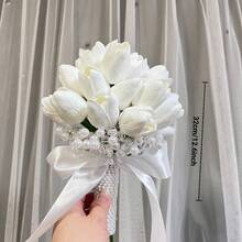 逼真马蹄莲人造花新娘捧花、伴娘捧花、婚礼装饰、摄影道具 - 彩色 - 查看 12