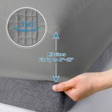 Samebed Queen Mattress Topper, Cooling Mattress Topper Queen, Cool Mattress Protector, Quilted Fitted Premium Mattress Pad, Deep Pocket Cover Stretches Up To 21 Inches, Mattress Pad For Bed, Cool Bedding, The Of The Bedroom, Quilted, Closely Fit, Machine-Washable - Màu Xám nhạt - Xem 8