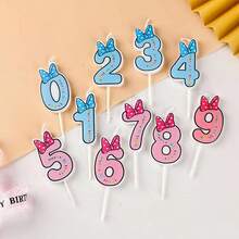 Bowknot Number Happy Birthday Candles, Cute Cartoon Creative Birthday Cake Decoration Candles - View 2