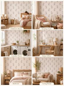 SUPSTICKER 1 buah Wallpaper Perekat Diri Motif Bunga 3 Gaya, Wallpaper PVC Tahan Air Motif Bunga & Garis Vintage yang Dapat Dilepas, Dekorasi Dinding Ramah Rumah Sewa untuk Kamar Anak, Kamar Tidur, Ruang Tamu, Dekorasi Rumah DIY, Ukuran: 17,72*53,15 inci/88,58 inci/141,73 inci - MultiWarna - View 5