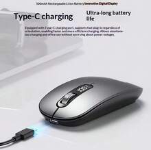 Lenovo M243 Wireless Mouse, Rechargeable With Battery Display, Bluetooth Dual-Mode, Quiet Operation For Office Use - View 3