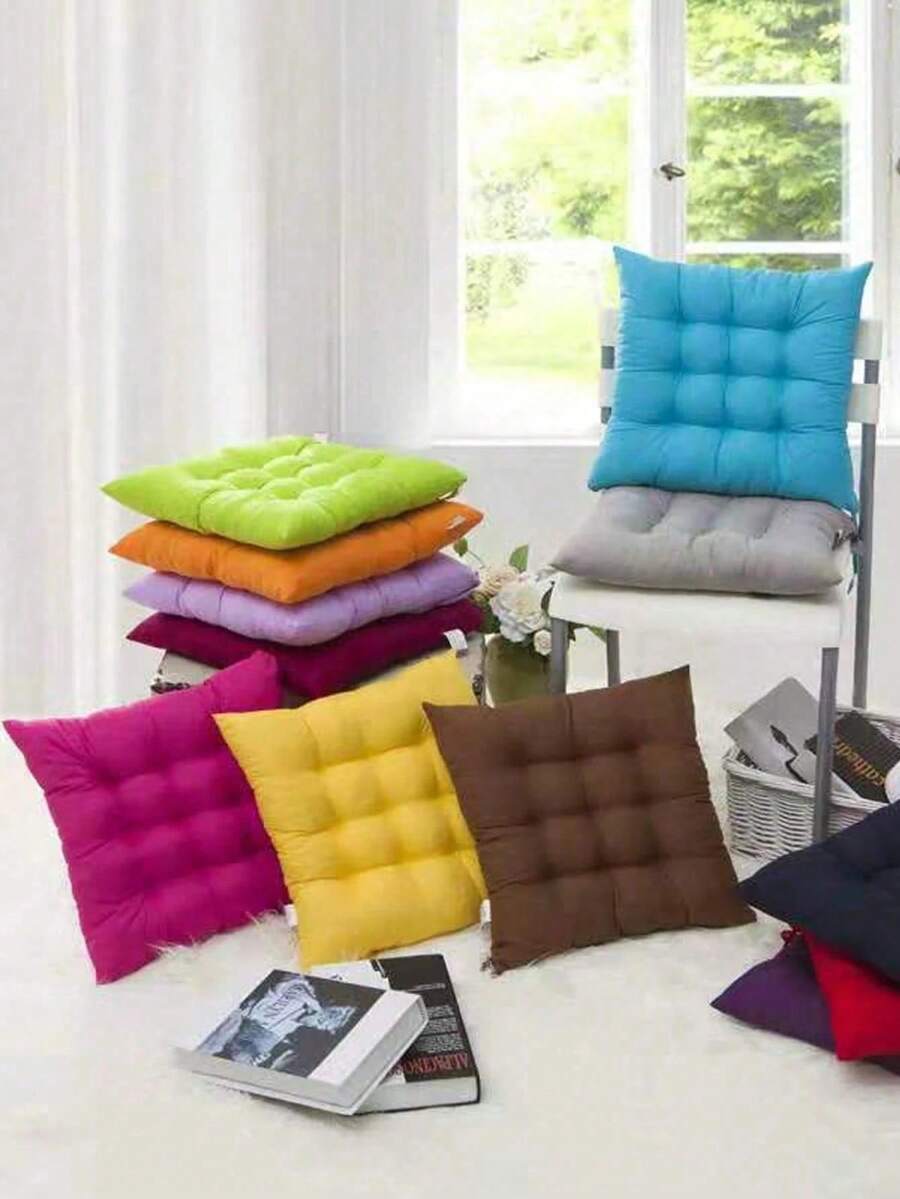 Thickened Multi - Purpose Seat Cushion - Comfortable Non - Slip Chair Pad With Ties For For Dining Chairs, Street Stall Seating & Office Use, Ergonomic Thickened Cushion,Soft Breathable Chair Cushion For Home, Office - Multicolor - View 1