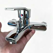 Grifo de baño de pared de aleación de zinc con doble salida y una sola manija para agua caliente y fría, color negro - grifo de bañera - Ver 13