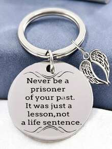 1 Inspirational "Never Be A Prisoner Of The Past" Wing Keychain, Paired With Wing Accessories, Is A Personalized Accessory That Conveys Healing Power And Is Fashionable. It Is A Unique Gift For Family Members, Friends, And Colleagues. An Inspirational Circular Keychain. It Is Very Suitable As A Healing Gift For Men And Women, Or A Graduation Gift. - Multicolor - View 1