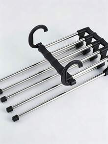 1pc Magic Pants Hanger Stainless Steel Folding Pants Rack Tie Hanger Storage Shelf Bedroom Closet Storage Cabinet Wardrobe Organizer - 5-Tier Telescopic Design, Suitable For Pants, Hats, Ties Storage In Wardrobe, Multi-Layer Hanging Design, Stylish Minimalist Black Stainless Steel Material, Equipped With Anti-Slip Tubes And Hanger Holes, Suitable For Storing Different Sizes Of Pants, Ties, Towels, Etc., Space-Saving - Multicolor - View 12