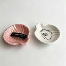 1pc Shell Jewelry Tray, Home Decor, Jewelry Storage, Small Accessories Organizer, Keys, Household Items - Pink - View 1