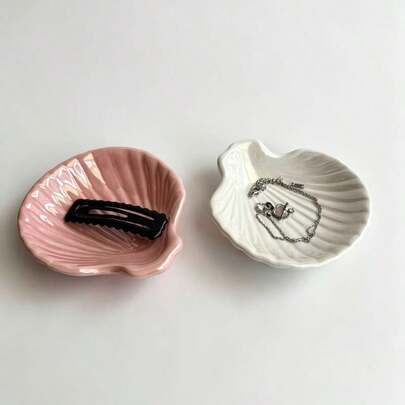 1pc Shell Jewelry Tray, Home Decor, Jewelry Storage, Small Accessories Organizer, Keys, Household Items