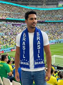 Knitted Scarf, Brazil Fan Style, Unisex, World Cup Knit, New Release - Blue - View 5