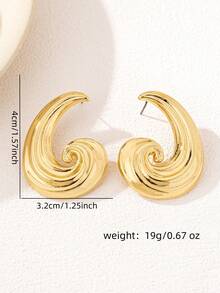 1 Pair Exaggerated Geometric Asymmetrical Earrings For Women - Yellow Gold - View 2
