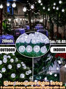 1pc 20/50/100LED Solar Garden Lights String,Crystal Ball String Light Outdoor Waterproof 5m/7m/12m Fairy Lights,8 Modes,Halloween Outdoor Decorations Lights, For Garden Tree Patio Camping Party Christmas Courtyard Party Decorations - Black - View 19