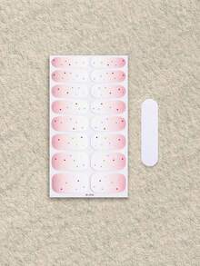 Autocollants pour ongles sans colle rose corail, décalcomanies pour ongles imperméables, couleur unie vert oignon rose dégradé couverture complète - Rose pâle - Voir 3