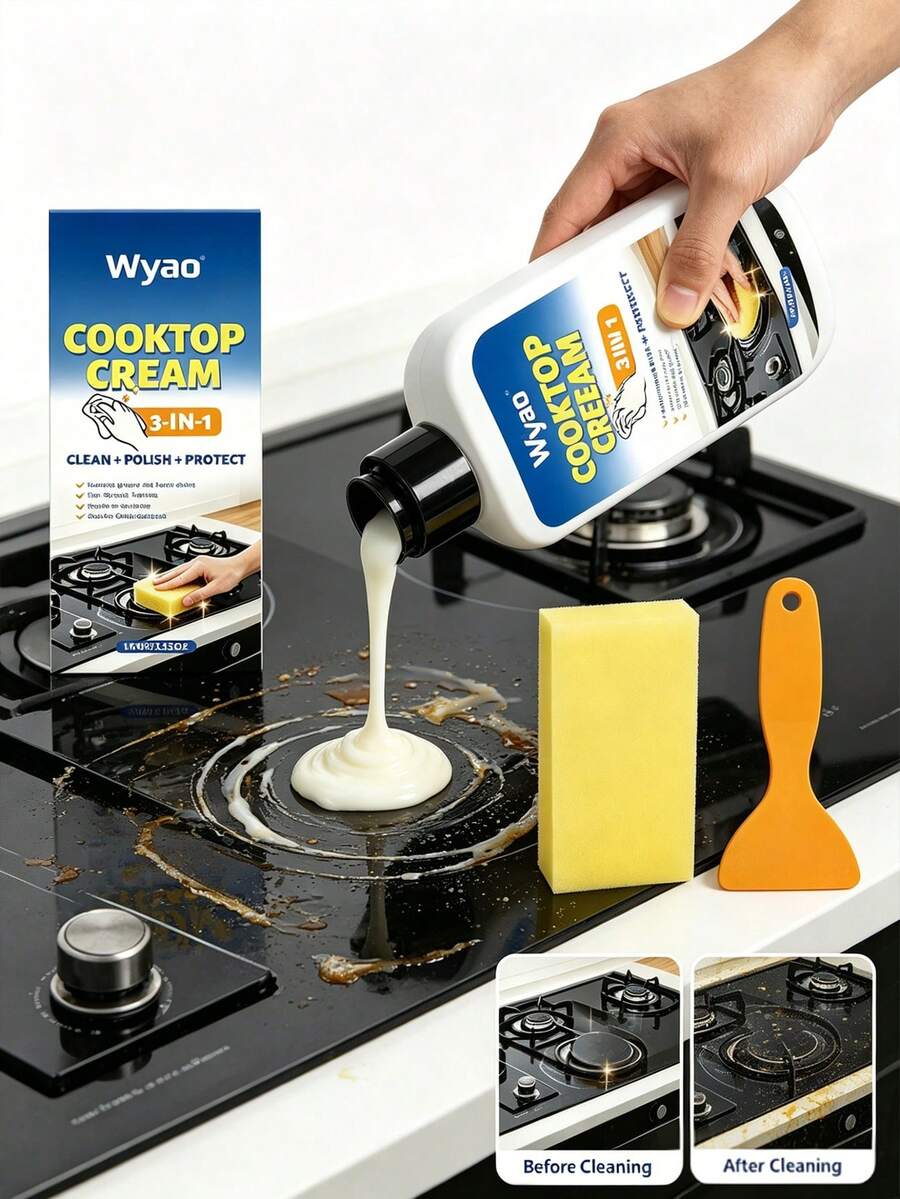 OUHOE Multi-Purpose Stove Cleaner, Suitable For Cleaning Kitchen Appliances Like Ovens, Range Hoods, Dishwashers, Gas Stoves, Removes Grease And Grime, Leaves Appliances Looking Brand New. Great Gift For Family, Friends Or Holidays. (Random Shipment Of New And Old Models.)
