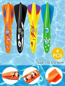 12pcs/Set Fun Cartoon Print Diving Rockets, Streamlined Glide & Sink Torpedoes, Pool Breath-Holding Training & Water Play Toys, Summer Water Fun Essentials! High Elasticity & Durable Diving Rockets, Pool Throwing Interactive Fun Toys - Multicolor - View 11