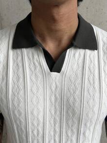 GRDR Men's Lightweight Seagull Collar Solid Color Short Sleeve Knit Sweater, Suitable For Summer Outings, Essential For Fashionable Styling - White - View 3