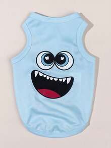 LUCKIE PAW 1pc Big Eye Pattern Pet Vest, Physical Flea Protection, Reduces Shedding, Insulated & Breathable, Suitable For Large And Small Dogs And Cats Indoor - Baby Blue - View 11