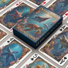 YFOPEN Marine Life Playing Cards, Paper Cards, Featuring Dolphin/Shark/Turtle/Jellyfish Patterns, Party Game Cards, 9 X 6.5 Cm, Marine Life Board Game, Nature-Inspired Classic Playing Cards. - Multicolor - View 1