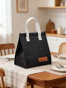 1pc Solid Color Large Capacity Hook And Loop Lunch Insulated Bag, Made Of Wear-Resistant Waterproof Oil-Proof Oxford Fabric, With Thickened Aluminum Foil Lining For Long-Lasting Temperature Retention, Hook And Loop Closure For Easy Opening And Leak-Proof, Large Capacity Can Hold Multiple Meals - Multicolor - View 10